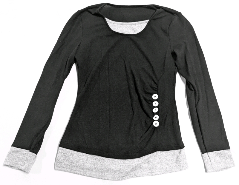 New Size Large Women's Lightweight Knit Faux-Layered Long Sleeve Shirt with Button Details