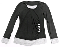 New Size Large Women's Lightweight Knit Faux-Layered Long Sleeve Shirt with Button Details