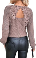New Size Med Women's Dusty Rose Knit Lace Back Detail Sweater