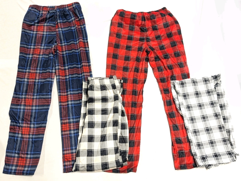 4 New Size Med Women's Plaid Print Elastic Waist Lounge Pajama Pants