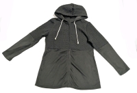 New Size Large Women's Neat Cable Knit-Texture Zip-Up Hooded Sweater