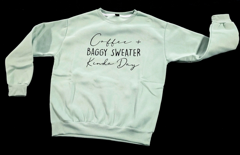New Size Small Women's "Coffee + Baggy Sweater Kinda Day" Crewneck Sweater