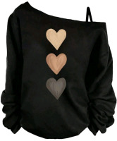 New - Sz. XL LUNE Casual Minimalist Heart Printed Women Long Sleeve T-Shirt