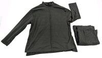 New Size 0XL Women's 2-Piece Center Seam Long Sleeve Shirt with Side Slits & Elastic Waist Pants