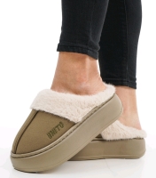 New Size EU38-39 Women's Unito Olive Sherpa Faux Fur Ultra Thick Sole Slippers