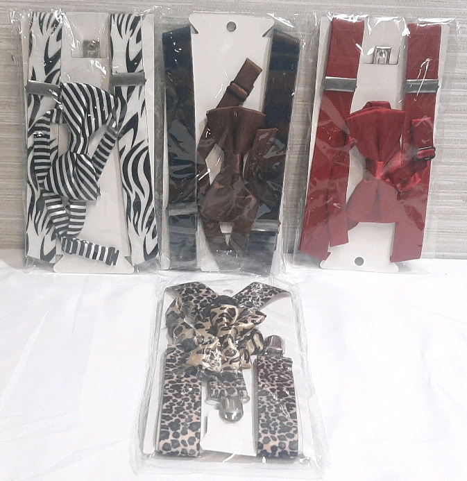 4 New Belt Suspenders and Bows