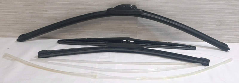 3 New Windshield Wipers and Plastic Tubing, Longest one is 24", Shortest One is 16"