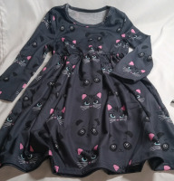 New | Size 5Y Kids Panda/Cat Long Sleeve Dress