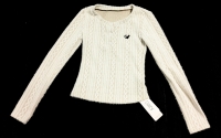 New Size Small Women's Dazy Adorable Embridred Cat Badge Longsleeve Fuzzy Shirt