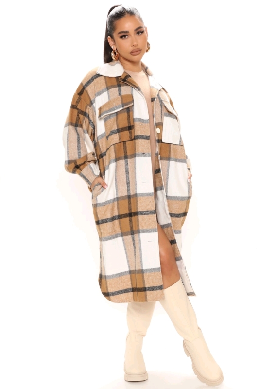 New Size 0XL Women's Fashion Nova One Step Closer Long Schacket : Taupe / Combo | Retails $80+
