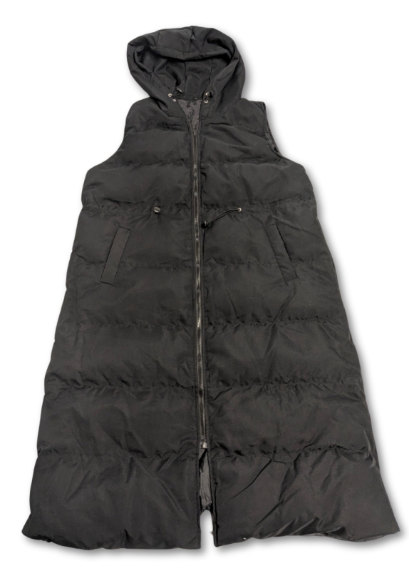 New Size 2XL Women's Sleeveless Longline Winter Puffer Vest Jackey with Attached Hood