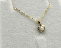 New | 14KT Yellow Gold Freshwater Pearl Heart Pendant With Gold Plated Sterling Silver Chain, Retail $350.00.
