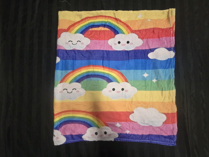 New | Soft Kids Blanket W/ Rainbow Cloud Design