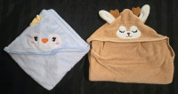 2 New | One Size Children's Unisex Bath Towels | Animal Themed