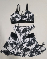 New | Large Womens 3 Pc Swim Suit Set | Includes Top, Bottom & Bathing Suit Cover