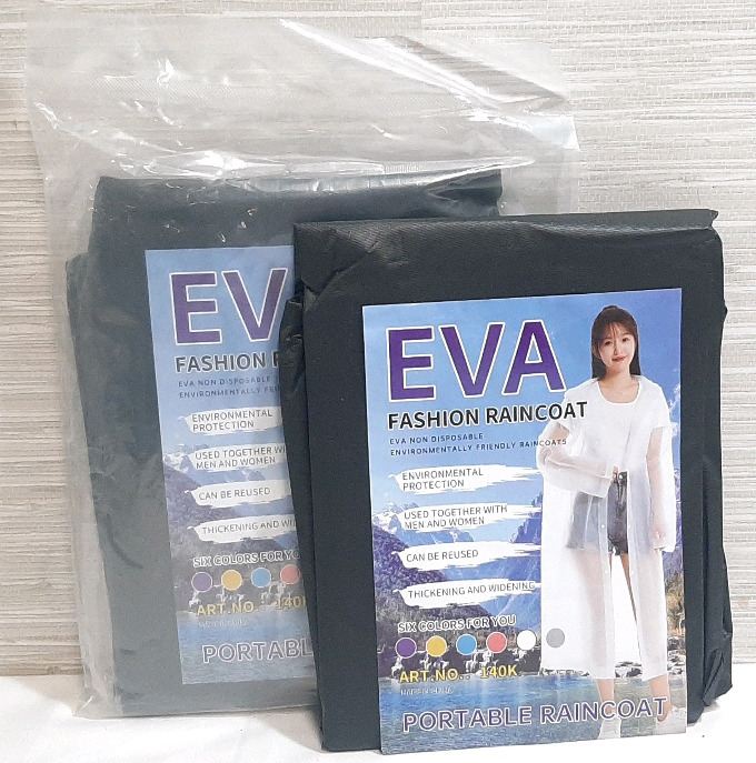 2 New EVA Fashion Raincoats, Black Color