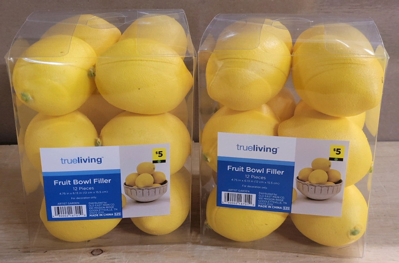 New - 24 TrueLiving Lemon Plastic Fruit Bowl Fillers .