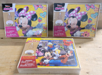 New - Three (3) Disney Junior Minnie & Mickey Mouse Wooden Puzzles . 5 Puzzles Per Box