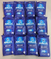 12 New: Packs of Halls Cough Suppressant - 30 Drops Per Pack - Mentho-Lyptus Flavour - Expires August 29th 2026