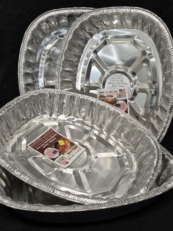 4 New Oval Jiffy-Foil Roasting Pans 16x13x2"