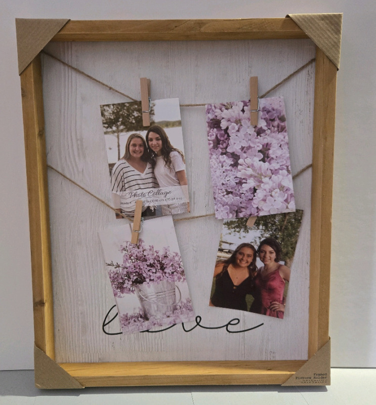 New | Wall Mounted Rustic Style Wooden Framed Picture Holder | 15" x 18" x 0.625"