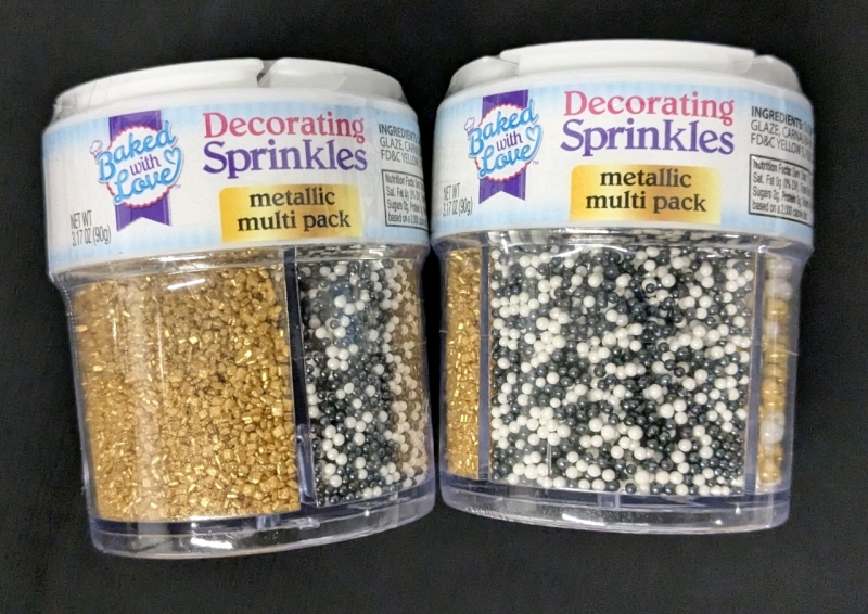 2 New Baked With Love Metalic Multi-Pack Decorating Sprinkles 90g ea