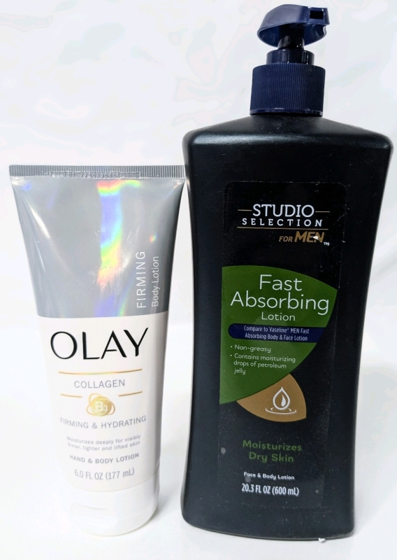 New OLAY Collagen Hand & Body Lotion 177ml + Studio Selection for Men Fast Absorbing Face & Body Lotion 600ml