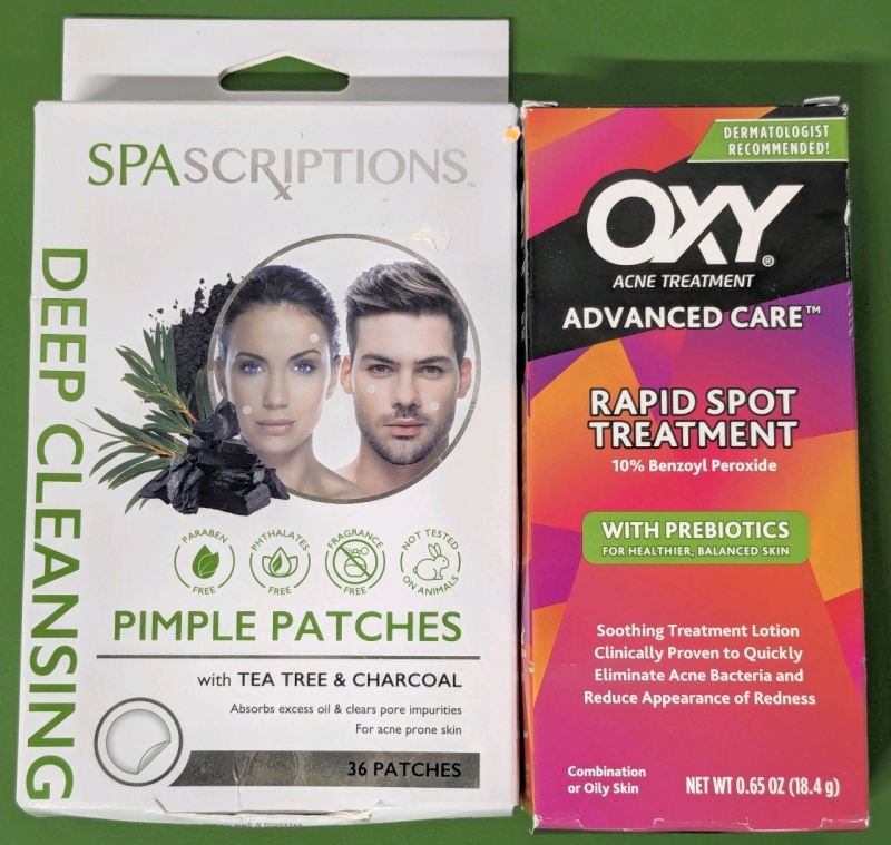 New OXY Advanced Care Rapid Acne Spot Treatment Lotion 18.4g + SpaScriptions Deep Cleansing Patches (36 Patches in Pack)