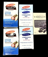 5 New Bars of Soap : 2x Palmers Cream Bar Soap 133g ea, 2x Palmers Complexion Bars 100g ea & Yardley Activated Charcoal 113g