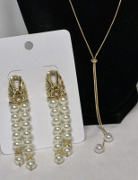 New Dangle Earrings and Bolo Style Necklace 12.5" Long
