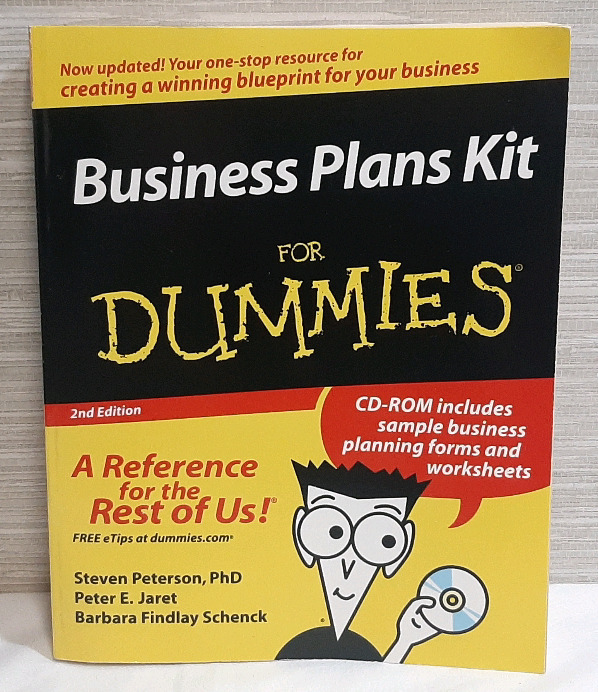 New Business Plans Kit for Dummies 2nd Edition (Published 2005), Large Softcover, Contributors Steven Peterson, PhD, Peter E. Jaret, And Barbara Findlay Schenck (CD-ROM Is Included)