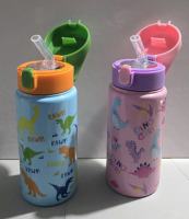 2 New | 430mL Kids Metal Water Bottles Dino Themed
