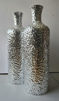 2 New | Beautiful Indoor Decorative Flower Vases : Silver Colured