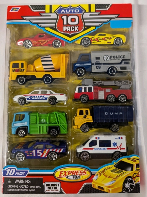10 New Express Wheels Diecast Metal and Plastic Toy Cars.