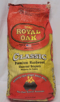 New - Royal Oak 20lb Bag BBQ Classic Premium Hardwood Charcoal Briquets . Bag has some stain on front & back