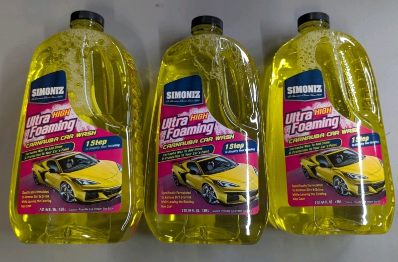 3 New: Ultra High Foaming Carnauba Car Wash Bottles - 1.89L Per Bottle