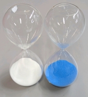 2 New: 30 Minute Sand Timers - Blue Sand and White Sand - 8" Tall -