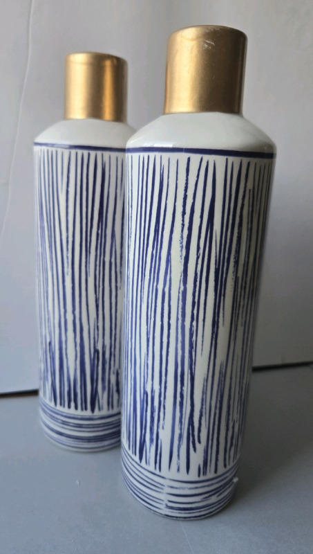 2 New | Small Decorative Tabletop Flower Vases 11" Tall
