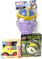 New Science by Me GLOW In The Dark Creatures Kit, Press & Go Toy Dump Truck & Child Size Marvel Thanos Mask