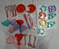 Assorted kitchen/baking supplies lot.