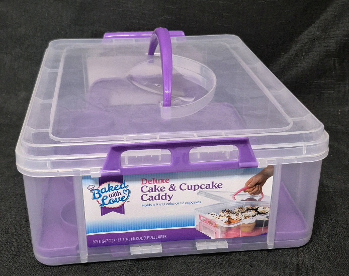 New Baked with Love Deluxe Cake & Cupcake Caddy - Holds 12 Cupcakes or 9x13" Cake
