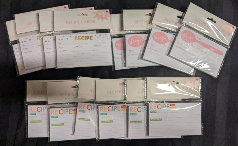 560 (14x40 count) New Recipie Cards. 3 Designs.