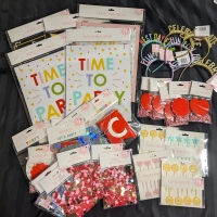 Assorted Party supplies lot.
