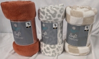 3 New Comfort Bay Soft Throw Blankets. 50" by 60".