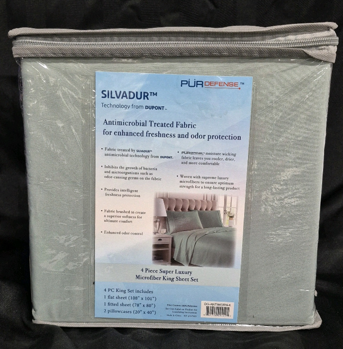 New Silvadur size King 4 Piece Super Luxury Microfiber Sheet Set - Antimicrobial Treated Fabric