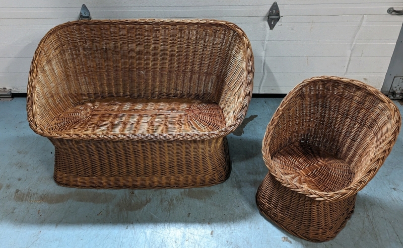 Wicker Loveseat and Chair