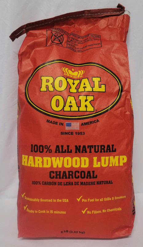 New - Royal Oak 8lb Bag 100% All Natural Hardwood Lump BBQ Charcoal