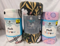 3 New Comfort Bay Throw Pillows. 2 Kids Throws - 40" by 50". 1 Soft Throw 50" by 60"