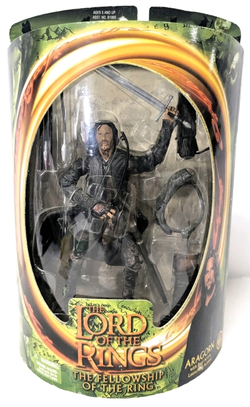New 2001 The Lord of the Rings : The Fellowship of the Ring : 7" ARAGORN Action Figure with Real Arrow Launching Action