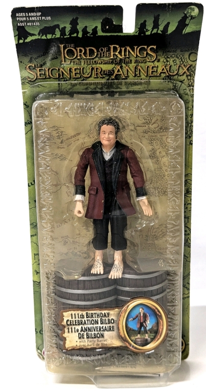 New 2001 The Lord of the Rings : The Fellowship of the Ring : 111th Birthday Celebration Bilbo with Party Barrel &bull; 4.5" Tall